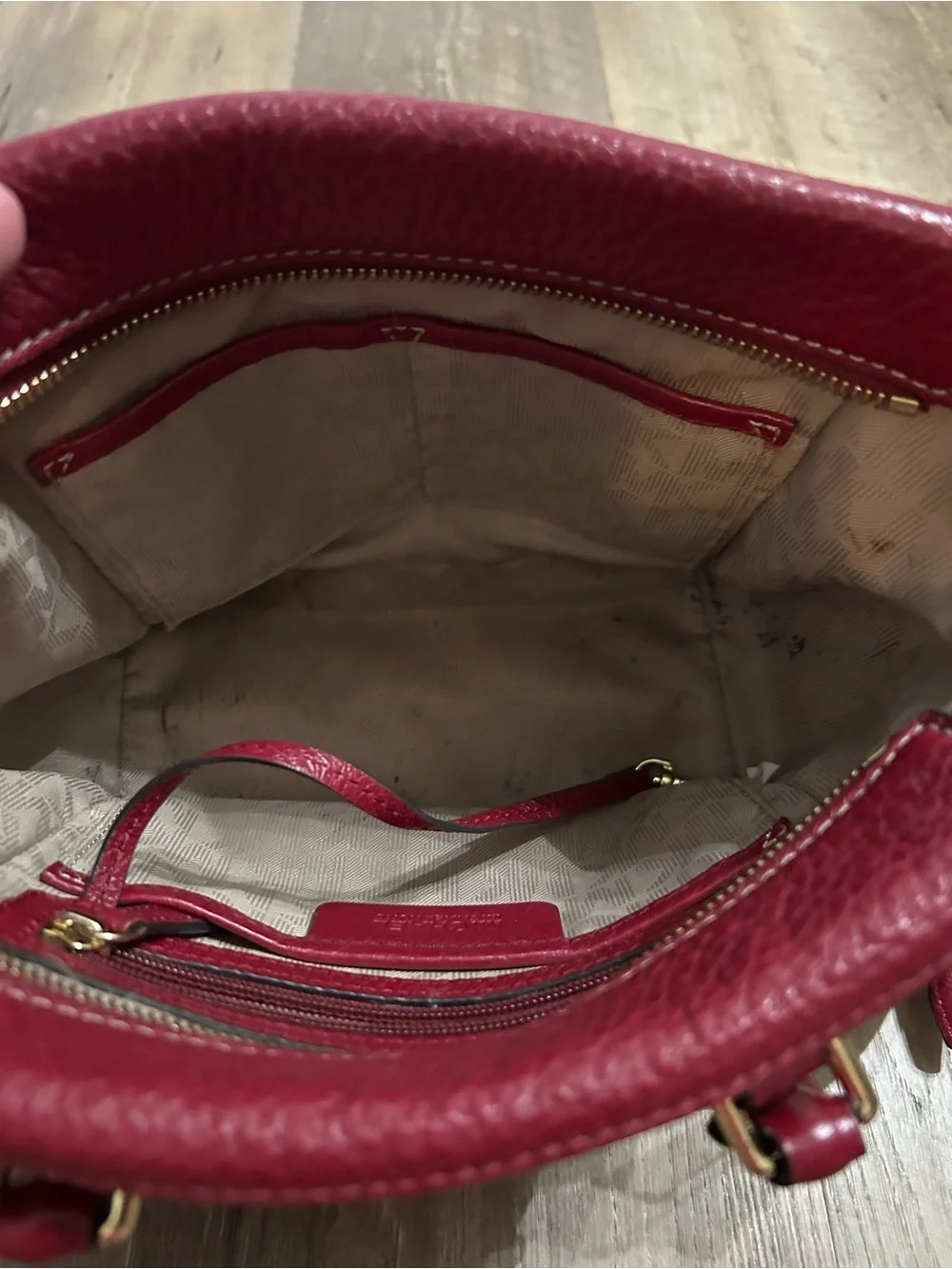 Vintage Michael Kors Red Pebbled Leather Satchel with Detachable Strap
